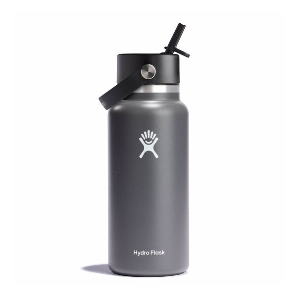 Hydro Flask 32oz wide mouth stone bottle with flex straw cap
